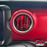 Jeep AC Vent "Dripping Red" 6 x Decals Fits 2011-2017 Wrangler JK, 2018-2026 Wrangler JL & Gladiator - Tiny Wrapz