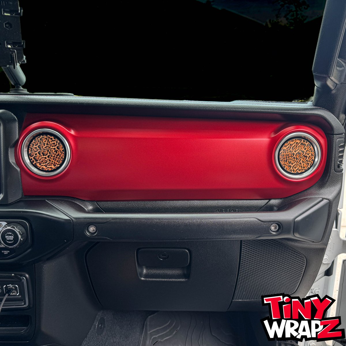 Jeep AC Vent "Leopard Print" 6 x Decals Fits 2011-2017 Wrangler JK, 2018-2026 Wrangler JL & Gladiator - Tiny Wrapz