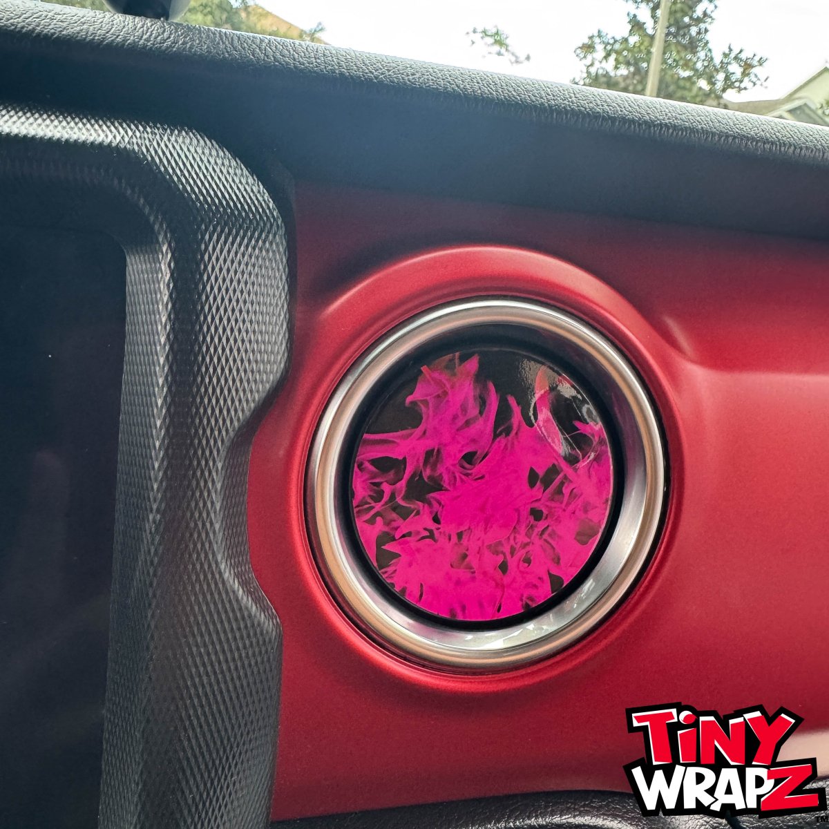 Jeep AC Vent "Pink Flames" 6 x Decals Fits 2011-2017 Wrangler JK, 2018-2026 Wrangler JL & Gladiator - Tiny Wrapz