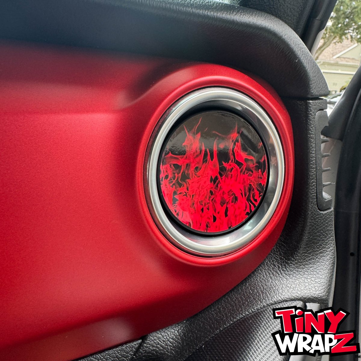 Jeep AC Vent Red Flames 4 x Decals Fits 2011-2026 Wrangler JK Wrangler JL Gladiator - Tiny Wrapz