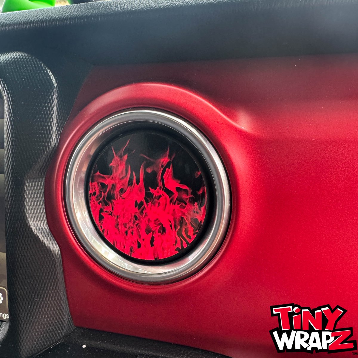 Jeep AC Vent Red Flames 4 x Decals Fits 2011-2026 Wrangler JK Wrangler JL Gladiator - Tiny Wrapz