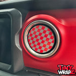 Jeep AC Vent Red & Gray Checkered Flag 4 x Decals Fits 2011-2026 Wrangler JK Wrangler JL Gladiator - Tiny Wrapz