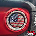 Jeep AC Vent "Topographic American Flag" 6 x Decals Fits 2011-2026 Wrangler JK Wrangler JL Gladiator - Tiny Wrapz