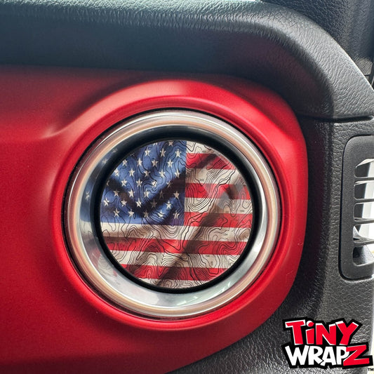 Jeep AC Vent "Topographic American Flag" 6 x Decals Fits 2011-2026 Wrangler JK Wrangler JL Gladiator - Tiny Wrapz