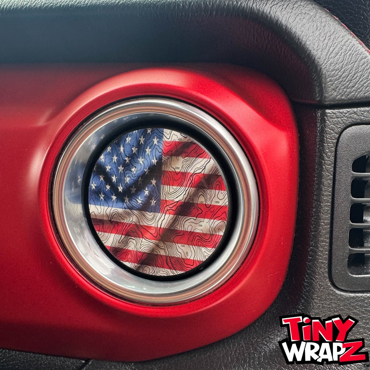 Jeep AC Vent "Topographic American Flag" 6 x Decals Fits 2011-2026 Wrangler JK Wrangler JL Gladiator - Tiny Wrapz