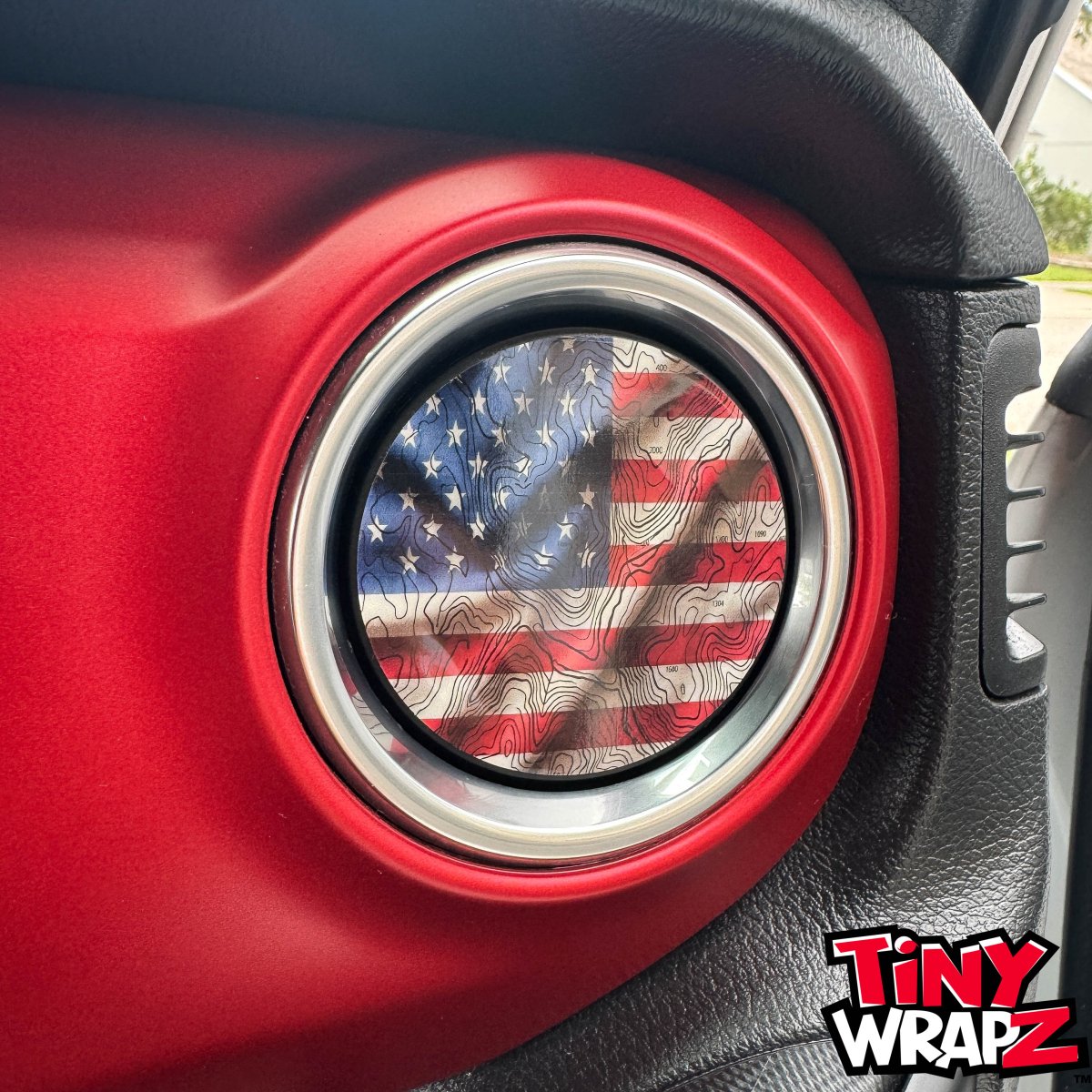 Jeep AC Vent "Topographic American Flag" 6 x Decals Fits 2011-2026 Wrangler JK Wrangler JL Gladiator - Tiny Wrapz