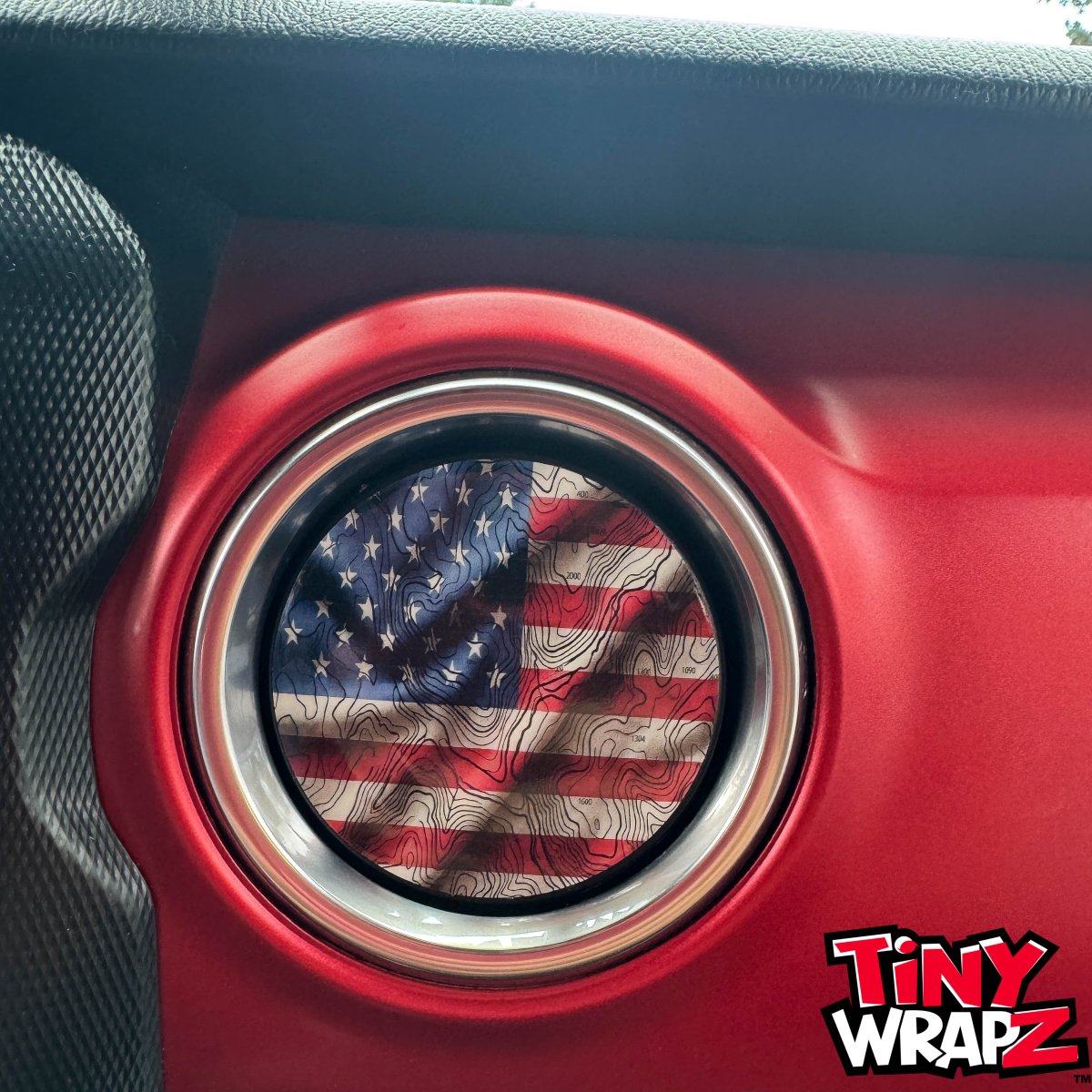 Jeep AC Vent "Topographic American Flag" 6 x Decals Fits 2011-2026 Wrangler JK Wrangler JL Gladiator - Tiny Wrapz