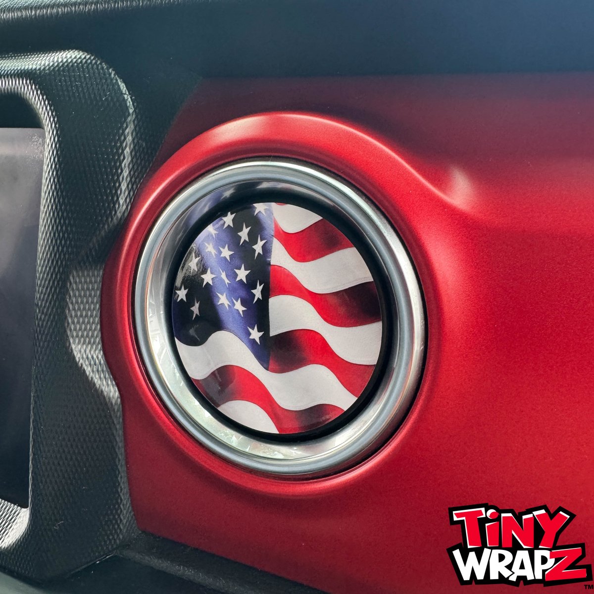 Jeep AC Vent "Waving American Flag" 6 x Decals Fits 2011-2017 Wrangler JK, 2018-2026 Wrangler JL & Gladiator - Tiny Wrapz