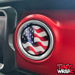 Jeep AC Vent "Waving American Flag" 6 x Decals Fits 2011-2017 Wrangler JK, 2018-2026 Wrangler JL & Gladiator - Tiny Wrapz