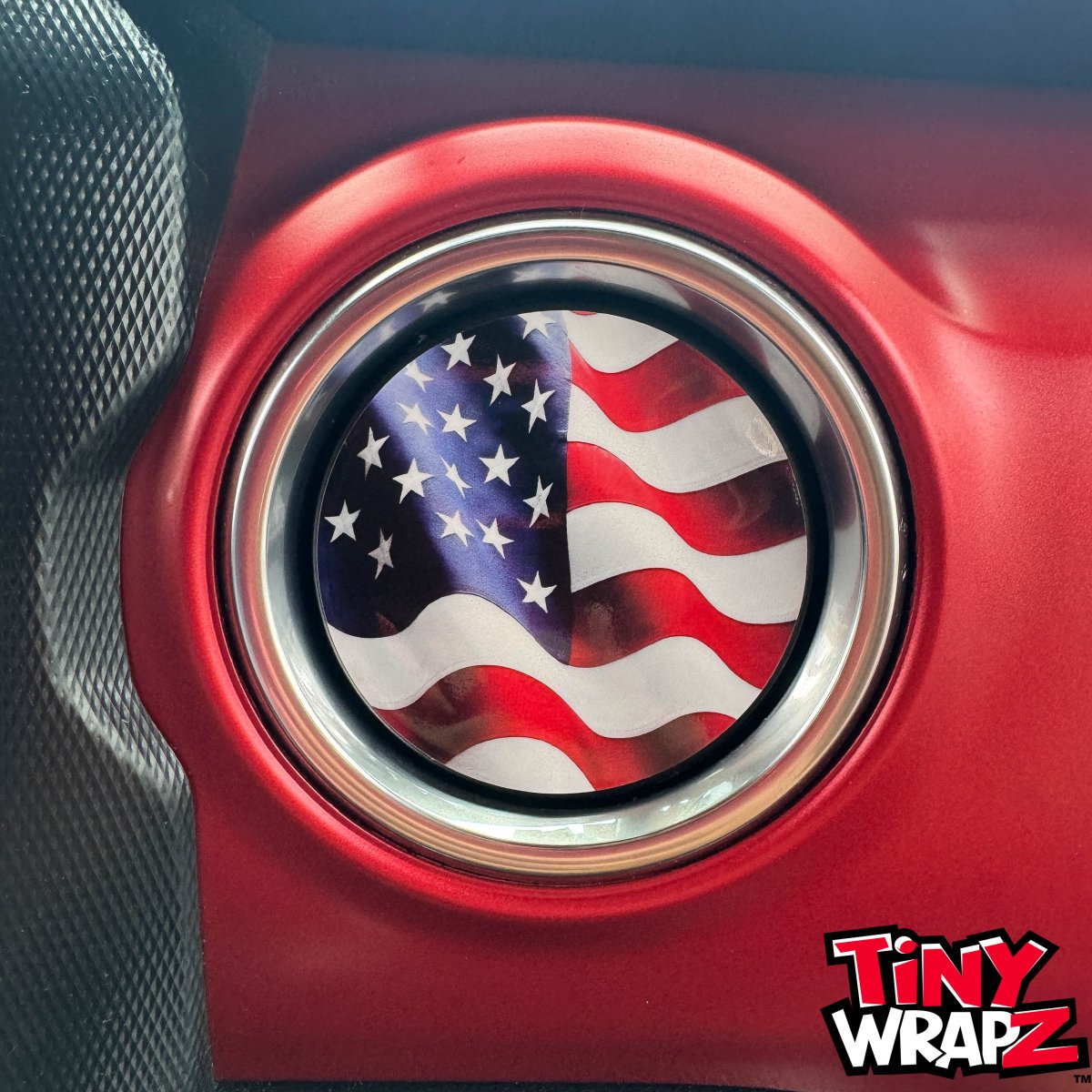 Jeep AC Vent "Waving American Flag" 6 x Decals Fits 2011-2017 Wrangler JK, 2018-2026 Wrangler JL & Gladiator - Tiny Wrapz