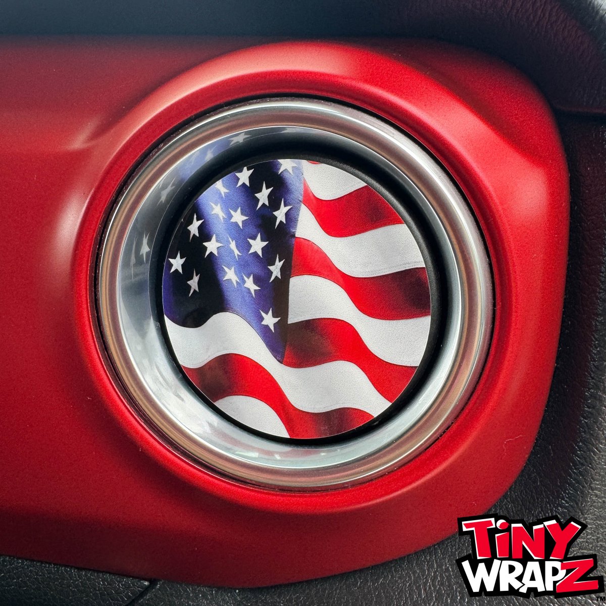 Jeep AC Vent "Waving American Flag" 6 x Decals Fits 2011-2017 Wrangler JK, 2018-2026 Wrangler JL & Gladiator - Tiny Wrapz