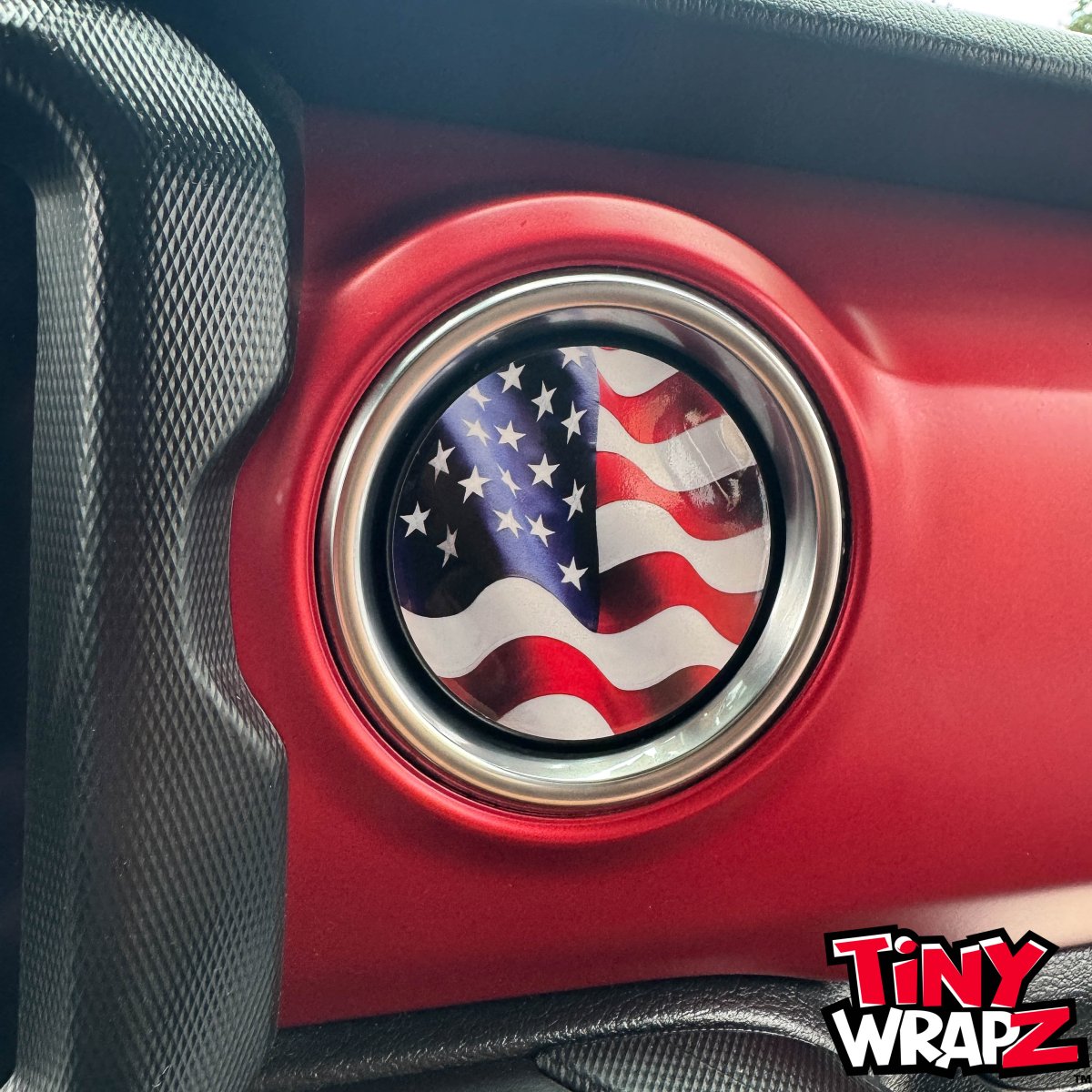 Jeep AC Vent "Waving American Flag" 6 x Decals Fits 2011-2017 Wrangler JK, 2018-2026 Wrangler JL & Gladiator - Tiny Wrapz