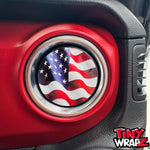 Jeep AC Vent "Waving American Flag" 6 x Decals Fits 2011-2017 Wrangler JK, 2018-2026 Wrangler JL & Gladiator - Tiny Wrapz
