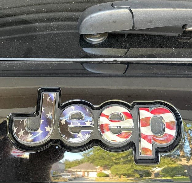 Jeep Emblem Overlay Decals - American Flag - Tiny Wrapz