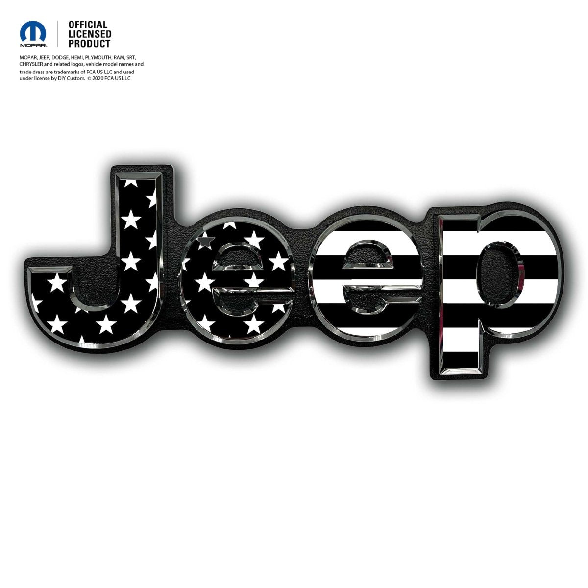 Jeep Emblem Overlay Decals - Basic Black & White American Flag - Tiny Wrapz
