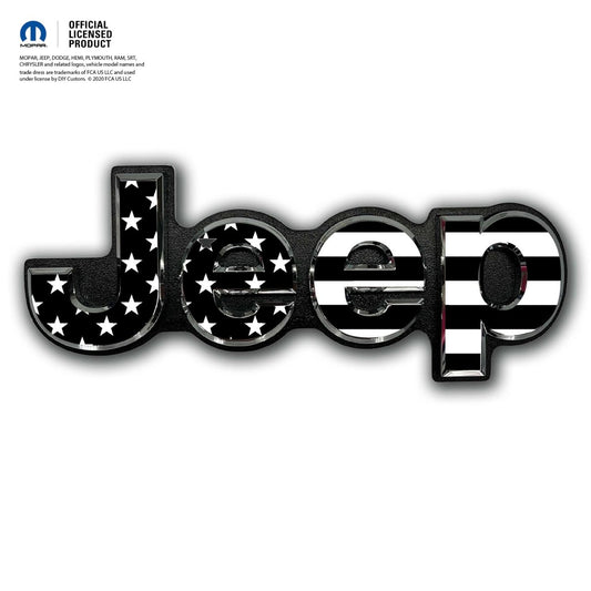 Jeep Emblem Overlay Decals - Basic Black & White American Flag - Tiny Wrapz