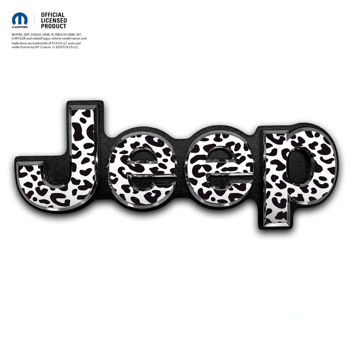 Jeep Emblem Overlay Decals - Black & White Leopard Print - Tiny Wrapz