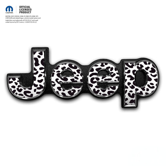 Jeep Emblem Overlay Decals - Black & White Leopard Print - Tiny Wrapz