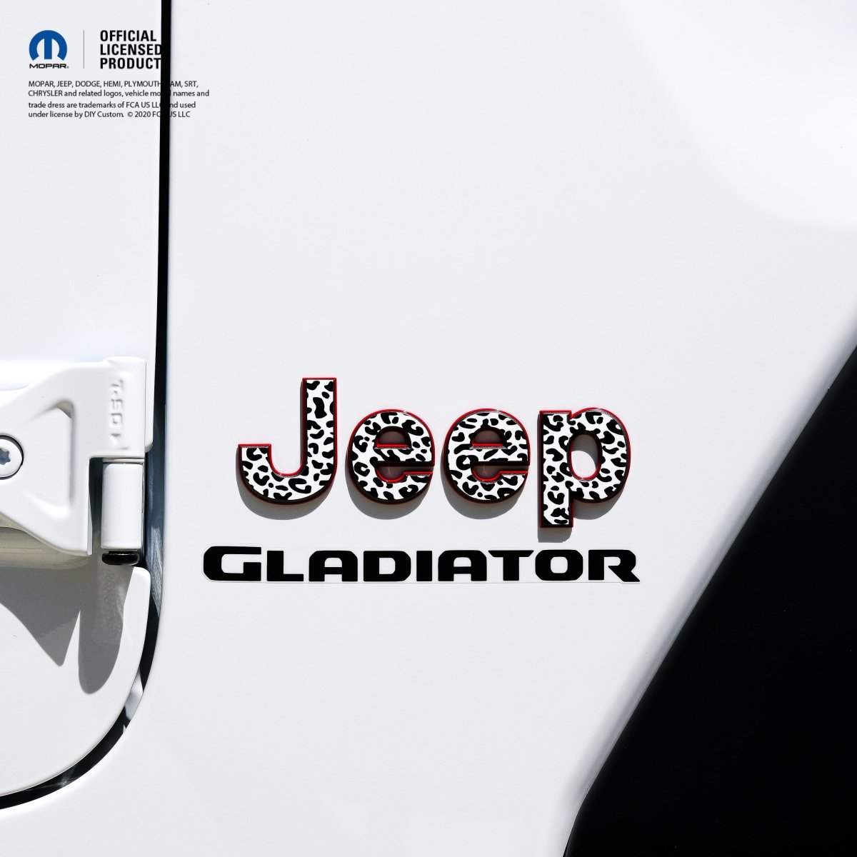 Jeep Emblem Overlay Decals - Black & White Leopard Print - Tiny Wrapz