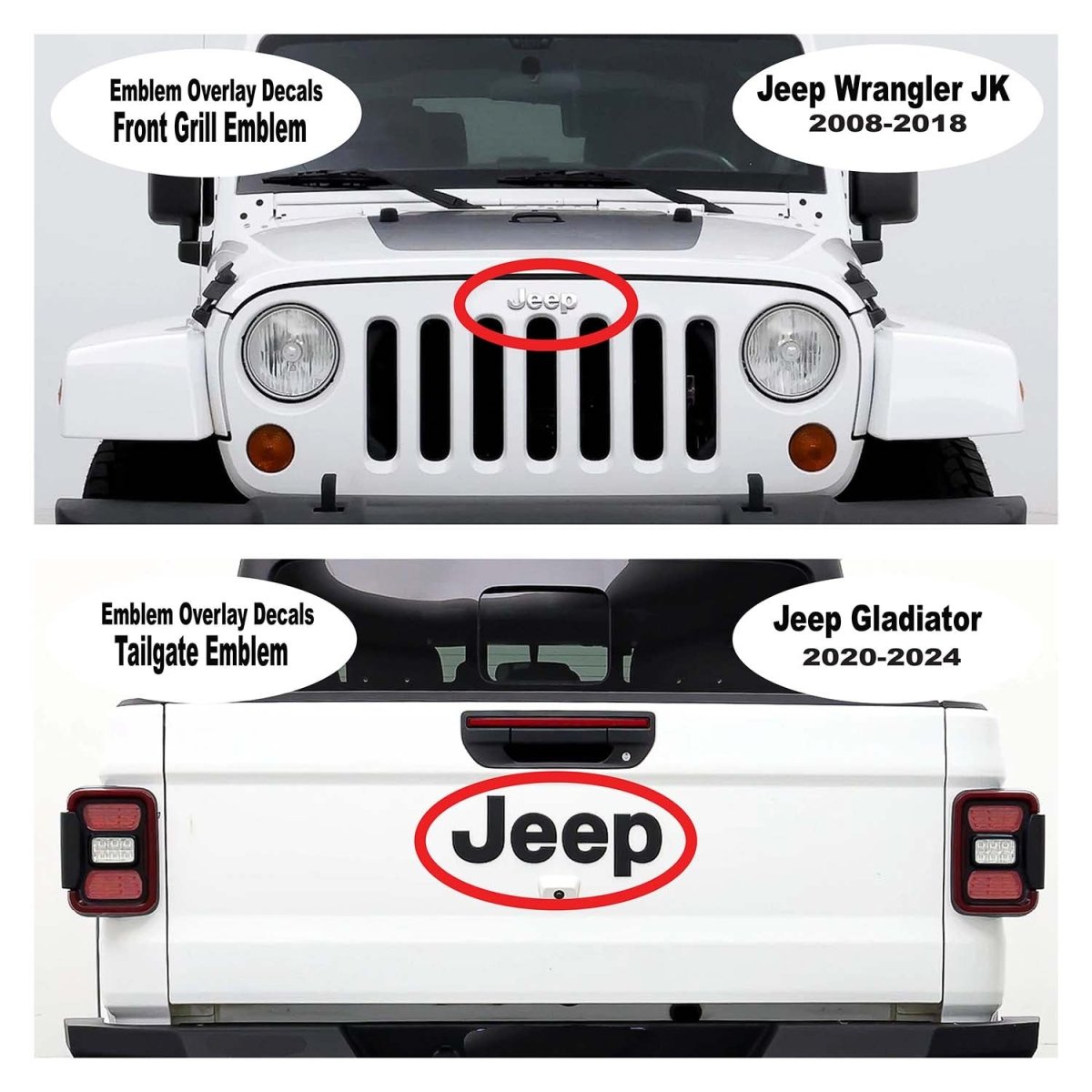 Jeep Emblem Overlay Decals - Christmas Wrapping - Tiny Wrapz