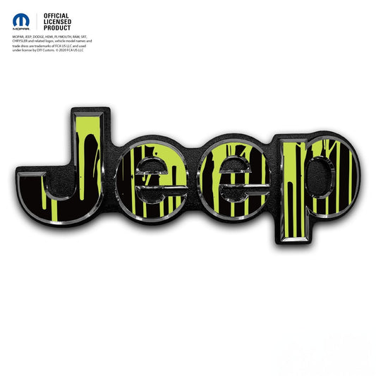 Jeep Emblem Overlay Decals - Dripping Lime Green - Tiny Wrapz
