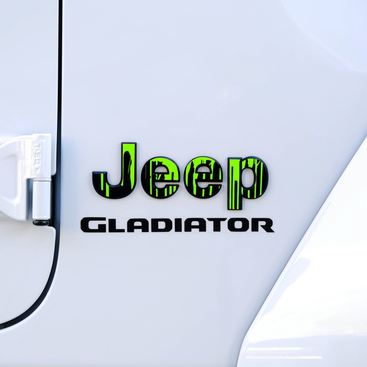Jeep Emblem Overlay Decals - Dripping Lime Green - Tiny Wrapz