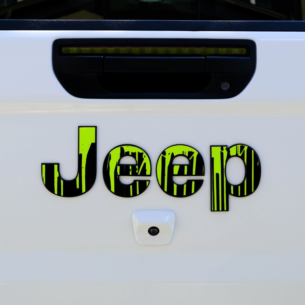 Jeep Emblem Overlay Decals - Dripping Lime Green - Tiny Wrapz