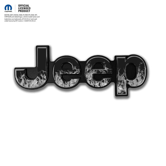 Jeep Emblem Overlay Decals - Grayscale Flames - Tiny Wrapz