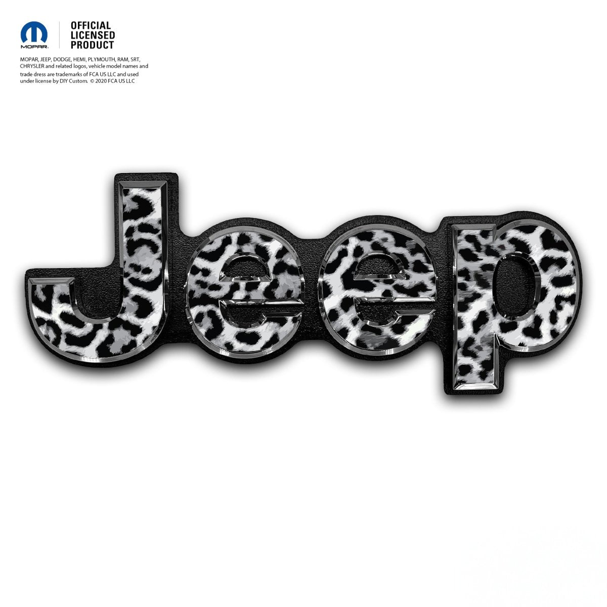 Jeep Emblem Overlay Decals - Grayscale Leopard Print - Tiny Wrapz