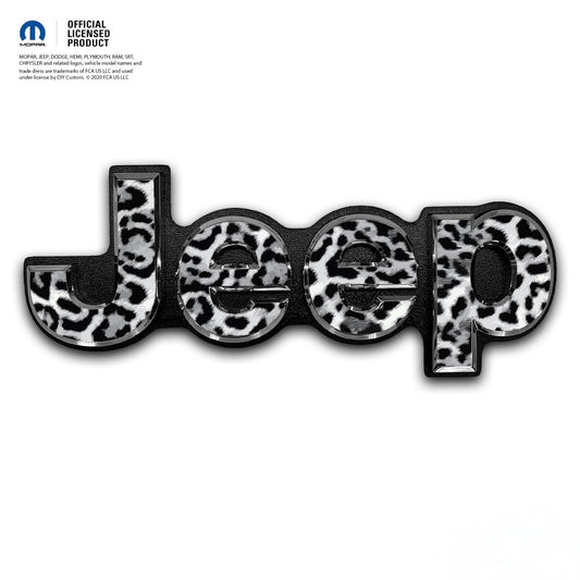 Jeep Emblem Overlay Decals - Grayscale Leopard Print - Tiny Wrapz