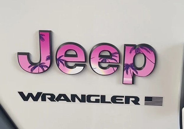 Jeep Emblem Overlay Decals - Pink Sunrise - Tiny Wrapz