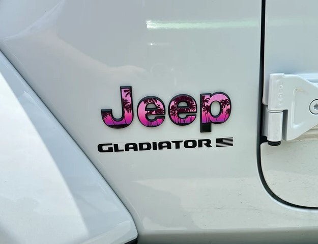 Jeep Emblem Overlay Decals - Pink Sunset - Tiny Wrapz
