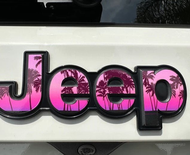 Jeep Emblem Overlay Decals - Pink Sunset - Tiny Wrapz