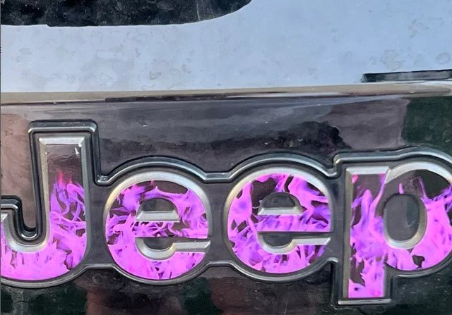 Jeep Emblem Overlay Decals - Purple Flames - Tiny Wrapz