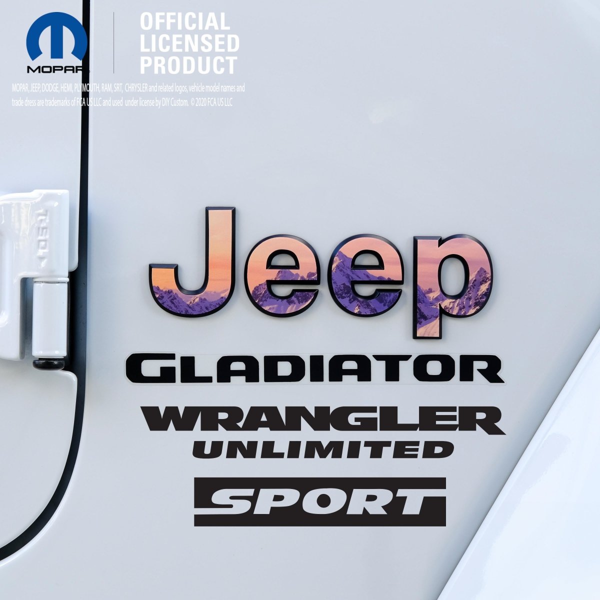 Jeep Emblem Overlay Decals - Purple Mountains - Tiny Wrapz