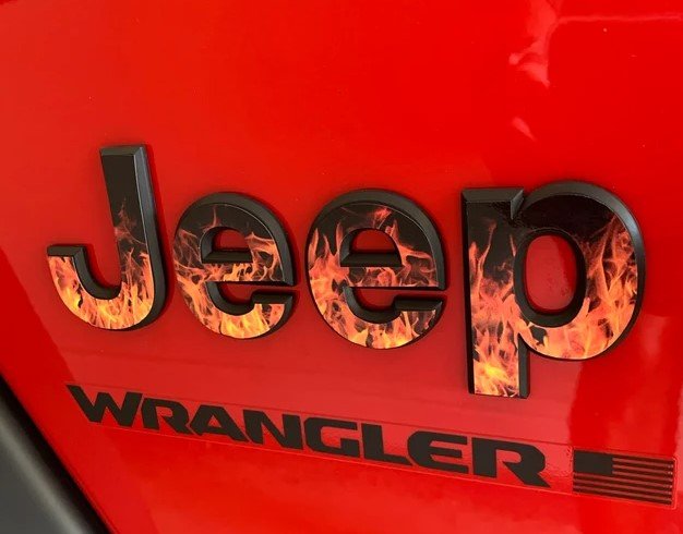 Jeep Emblem Overlay Decals - Real Flames - Tiny Wrapz