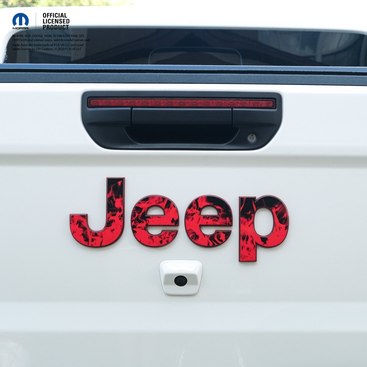 Jeep Emblem Overlay Decals - Red Flames - Tiny Wrapz