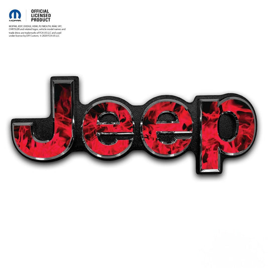 Jeep Emblem Overlay Decals - Red Flames - Tiny Wrapz