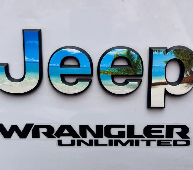 Jeep Emblem Overlay Decals - The Beach - Tiny Wrapz