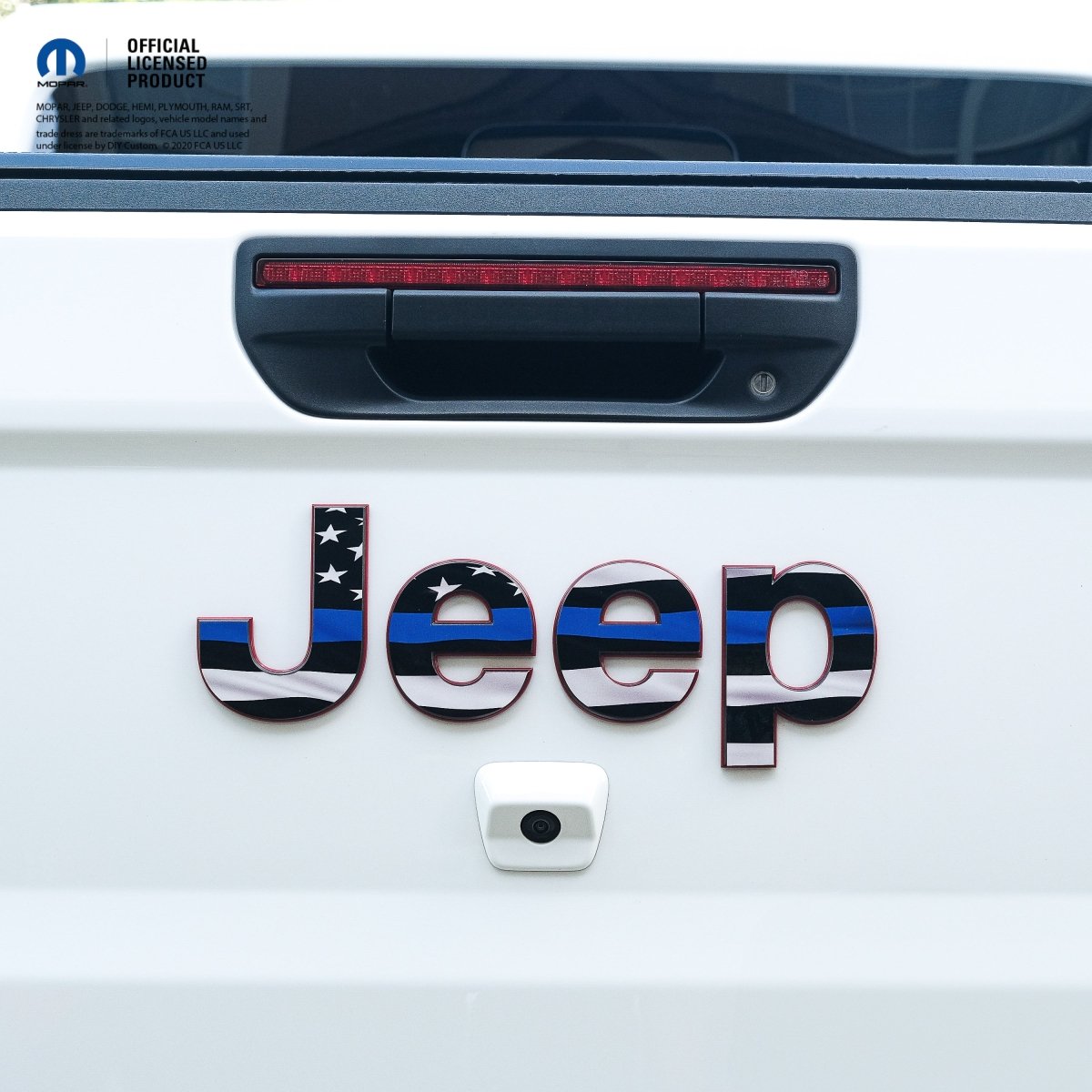 Jeep Emblem Overlay Decals - Thin Blue Line American Flag - Tiny Wrapz