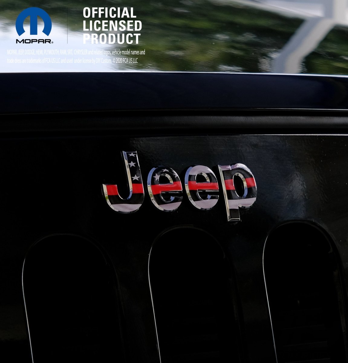 Jeep Emblem Overlay Decals - Thin Red Line American Flag - Tiny Wrapz