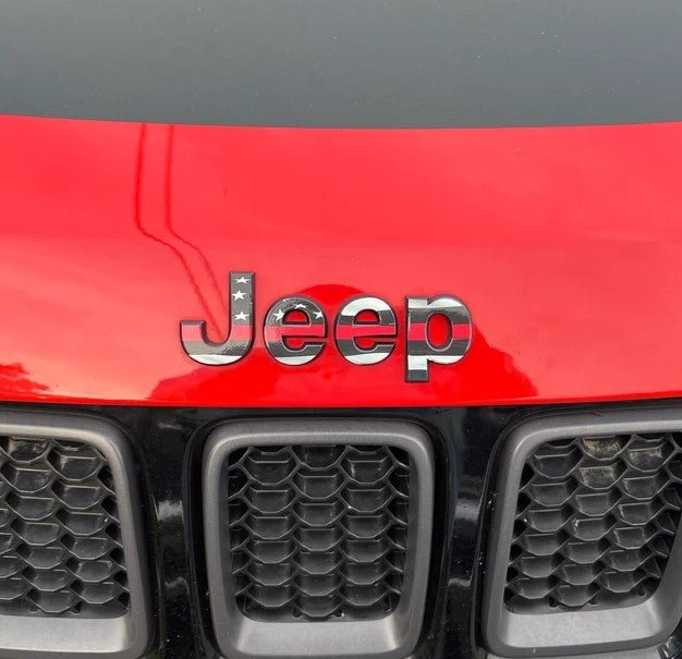 Jeep Emblem Overlay Decals - Thin Red Line American Flag - Tiny Wrapz