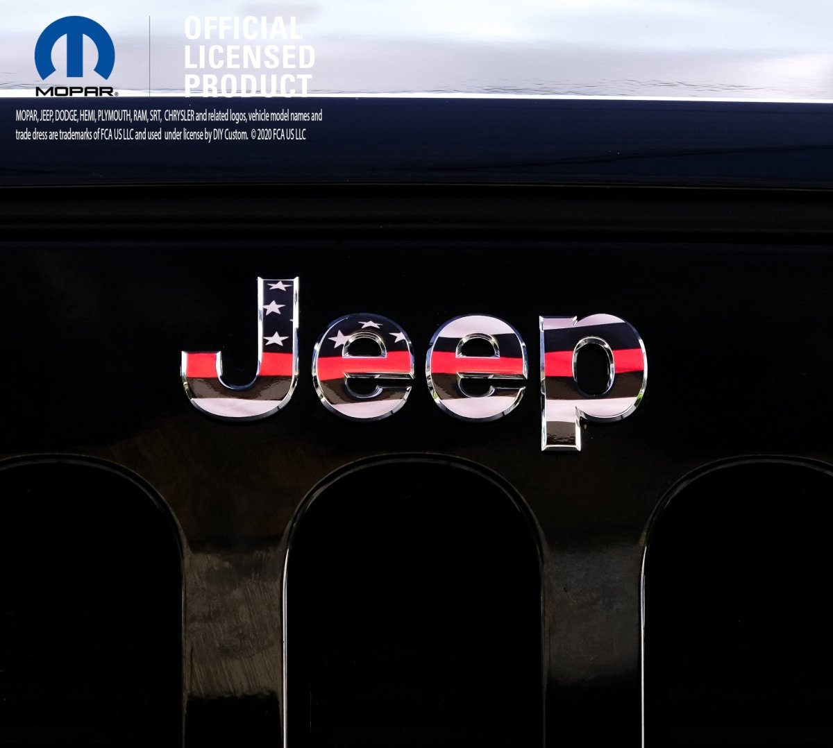 Jeep Emblem Overlay Decals - Thin Red Line American Flag - Tiny Wrapz
