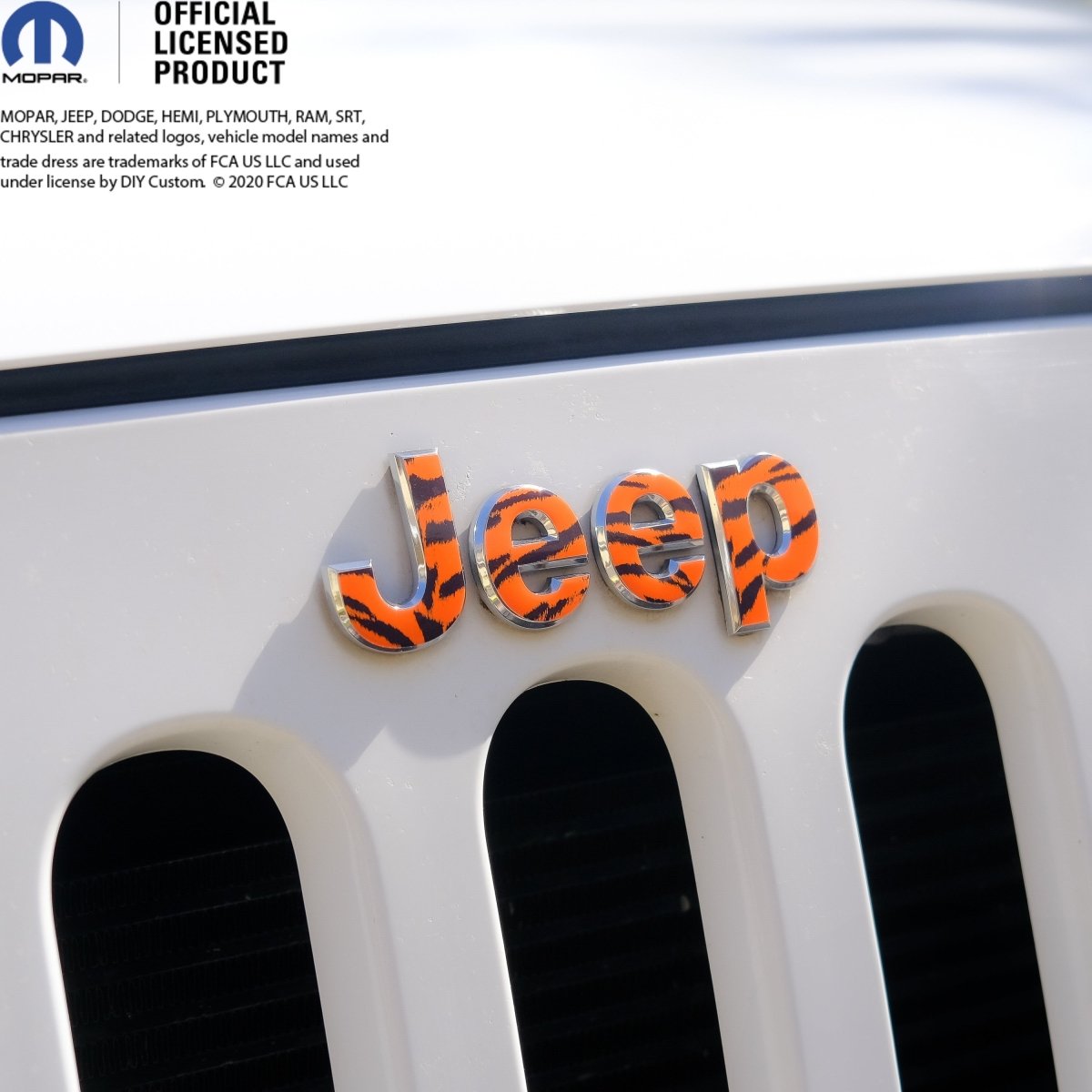 Jeep Emblem Overlay Decals - Tiger Print - Tiny Wrapz