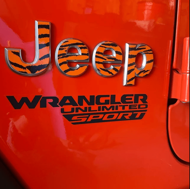 Jeep Emblem Overlay Decals - Tiger Print - Tiny Wrapz