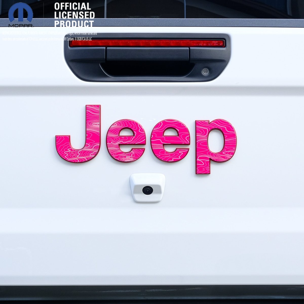 Jeep Emblem Overlay Decals - Topographic Pink with Gray - Tiny Wrapz