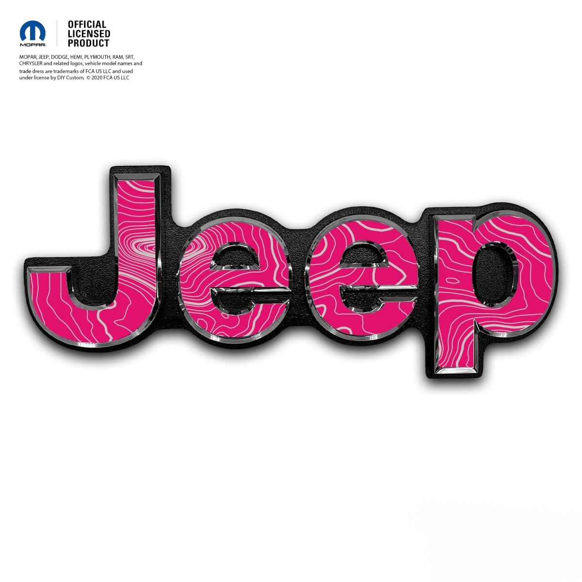 Jeep Emblem Overlay Decals - Topographic Pink with Gray - Tiny Wrapz