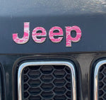 Jeep Emblem Overlay Decals - Topographic Pink with Gray - Tiny Wrapz