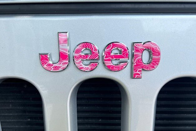 Jeep Emblem Overlay Decals - Topographic Pink with Gray - Tiny Wrapz