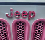 Jeep Emblem Overlay Decals - Topographic Pink with Gray - Tiny Wrapz